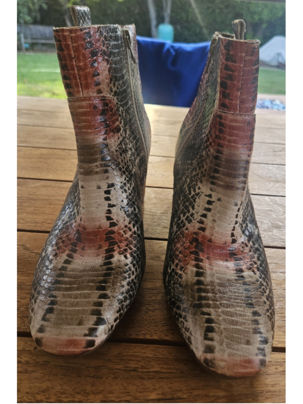 Korks by Kork-Ease Leyland Snake Print Leather Ankle Booties Block Heel Size 8